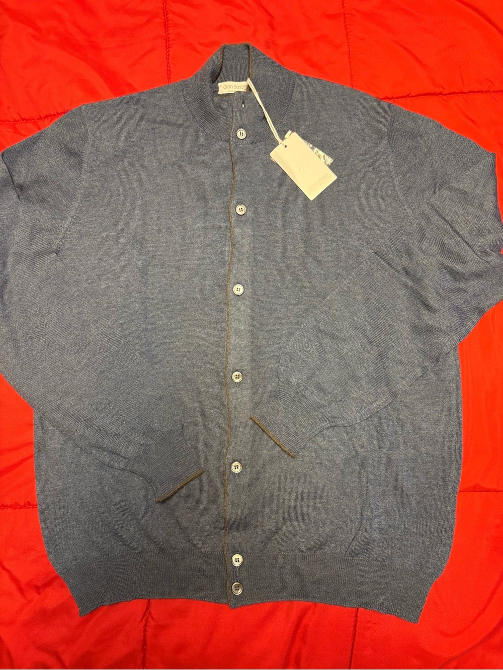 Gran Sasso Blue Button-Front Cotton-Blend Cardigan